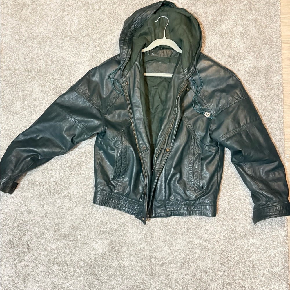 Vintage Green Leather Jacket